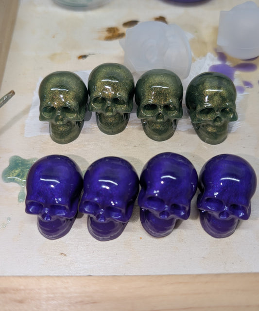 Halloween Skull Earrings - Metallic Resin