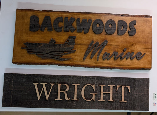 Custom Live Edge Wood Sign with Inlay - Personalized Family Name & Date