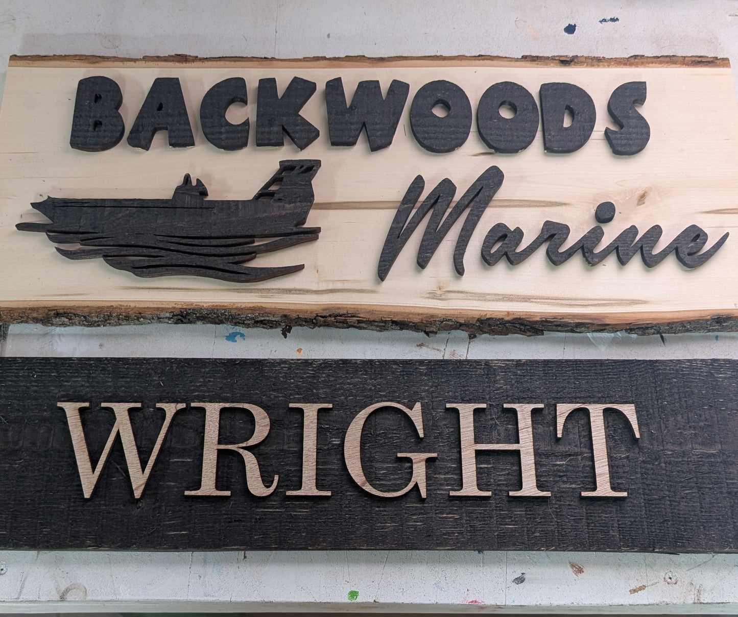 Custom Live Edge Wood Sign with Inlay - Personalized Family Name & Date