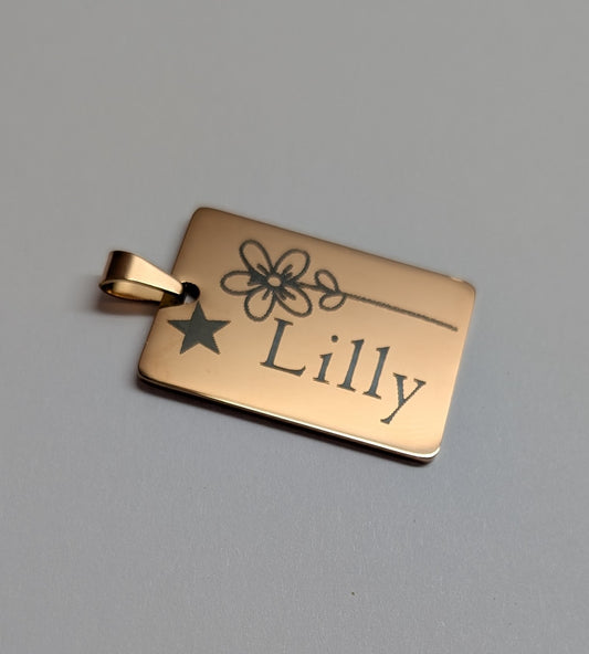 SS Multicolor Customized Pendant 28 x 40 mm