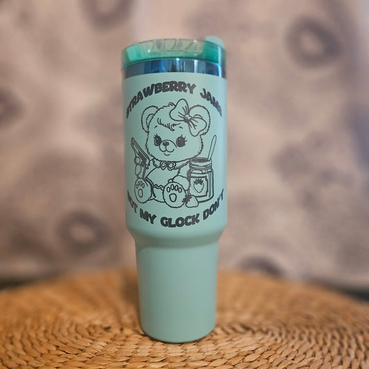Custom Engraved Tumbler - Strawberry Jam Design