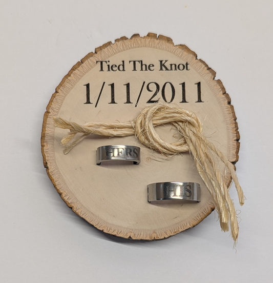 Tied The Knot Custom Wood Slice Engraving