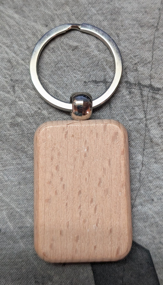 Swivel Wood Rectangle Keychain
