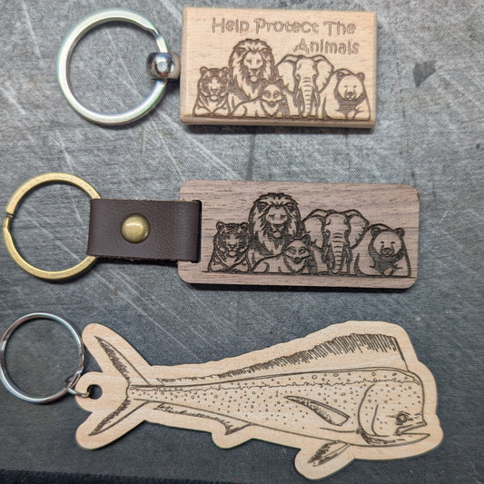 Custom Made Wooden Keychain Variety